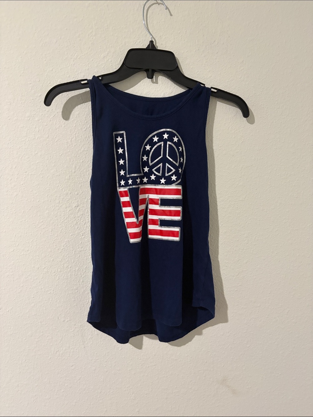 Justice Navy Tank with Star Graphic and Red-White Straps